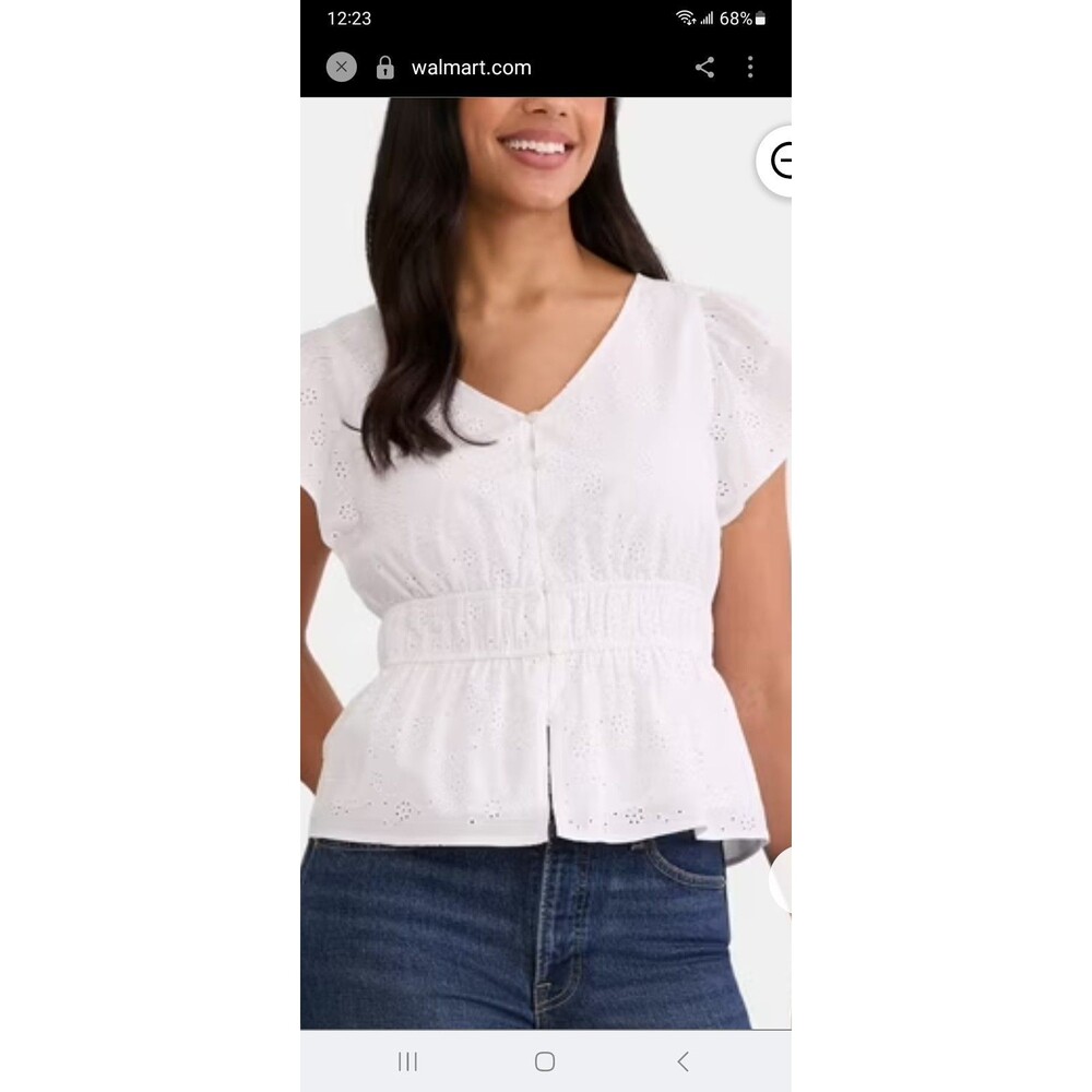 Time and Tru white eyelet peplum blouse XL cottagecore coquette romantic top